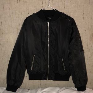 black bomber jacket